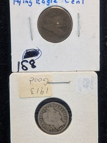 (1) 1913 Barber Dime and (1 ) Flying Eagle no date
