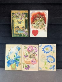 Five Vintage Wedding Postcards