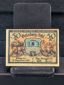 1921 German 50P Currency, Crisp-UNC, 104 Years Old!