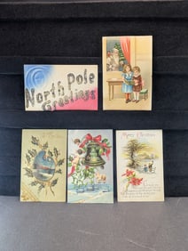 Five Vintage Christmas Postcards