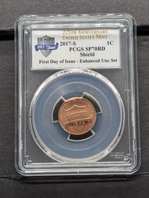 2017-S Lincoln Shield Cent First Day of Issue Enhanced UNC Set PCGS SP70RD