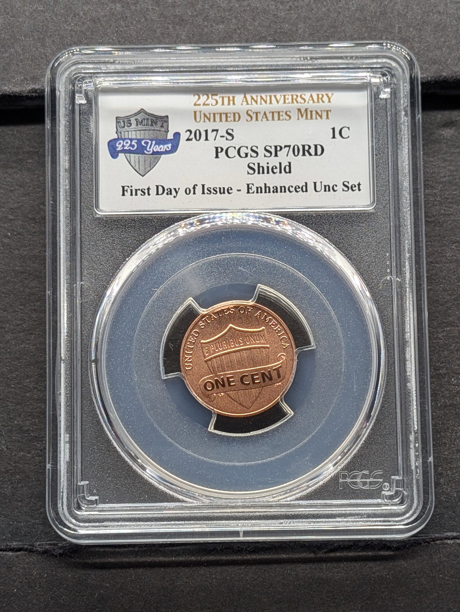2017-S Lincoln Shield Cent First Day of Issue Enhanced UNC Set PCGS SP70RD: 2017-S Lincoln Shield Cent First Day of Issue Enhanced UNC Set PCGS SP70RD