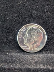 1960-D, 90% Silver, (MS 65+, Big Mirror) Roosevelt Dime, 65 years old