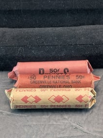 (3) Rolls Lincoln Cents, 2 1950-1958 and 1 1974S