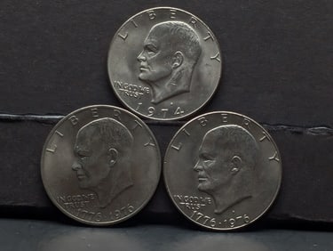(3) Eisenhower Dollars 1974-D, 1976 P&D