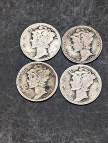 (4) Mercury Dimes 1918-P&D, 1919 P&S