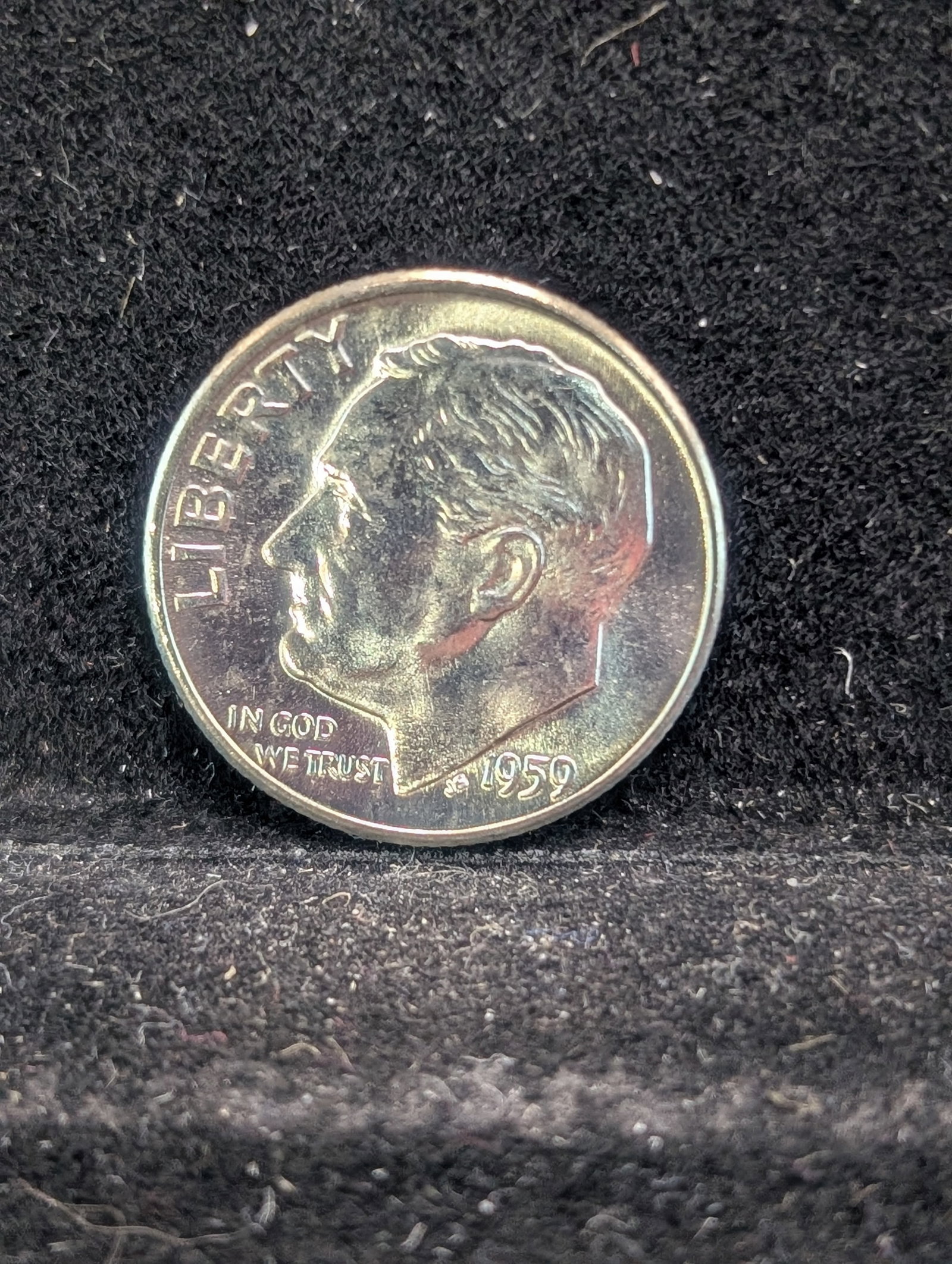 1959-D, 90% Silver, (MS 65+, Big Mirror) Roosevelt Dime, 66 years old: 1959-D, 90% Silver, (MS 65+, Big Mirror) Roosevelt Dime, 66 years old