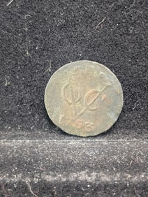1753 (Rare this High of Grade, COA) Dutch Netherlands Colonial Duit VOC, First New York Penny, 23