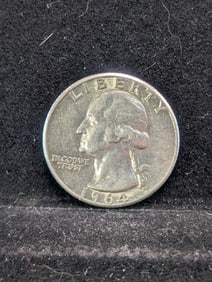 1964, 90% Silver, (AU) Washington Quarter, 61 years old