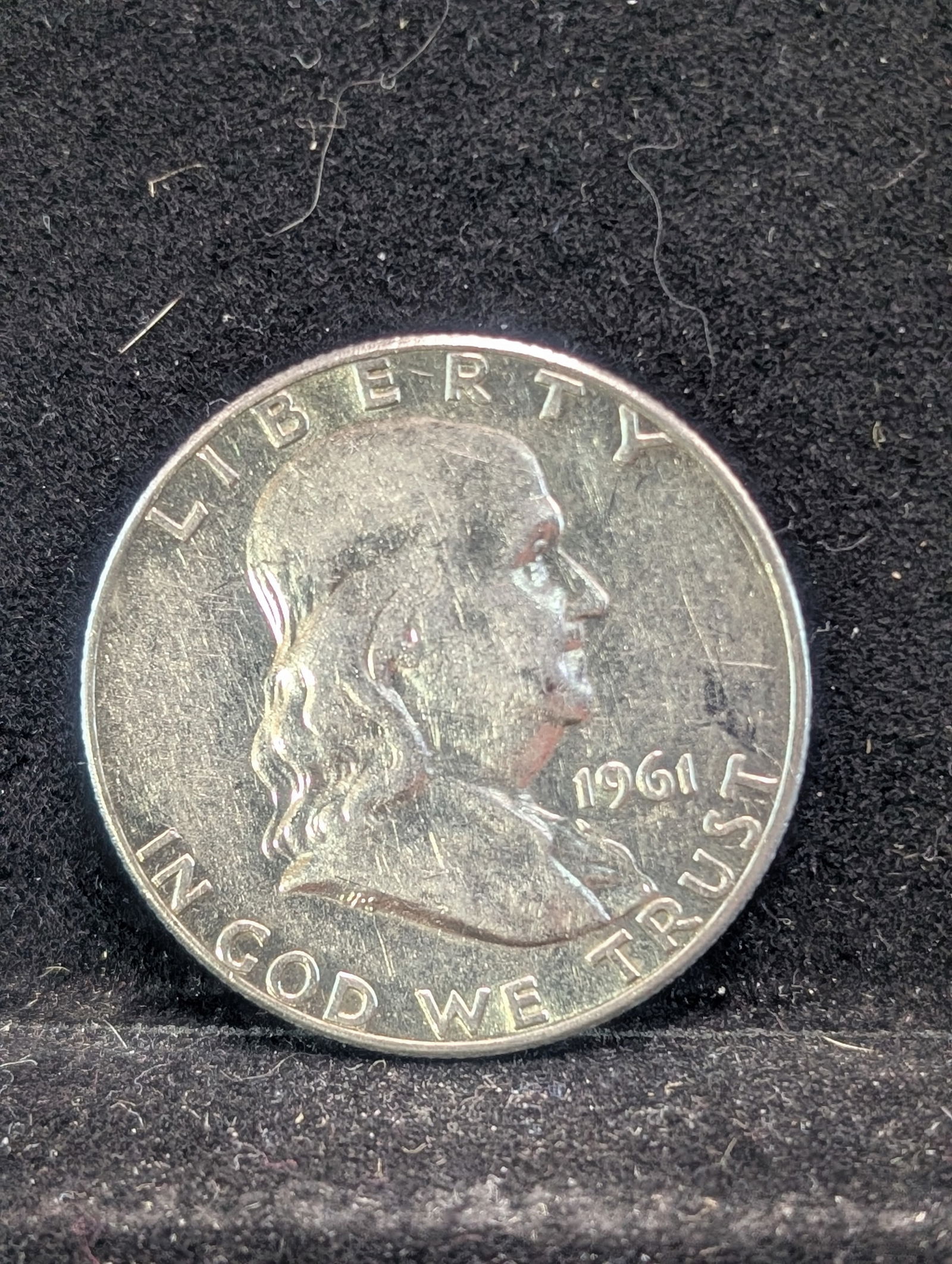 1961, 90% Silver, (UNC) Franklin Half, 64 years old (1 of 2)