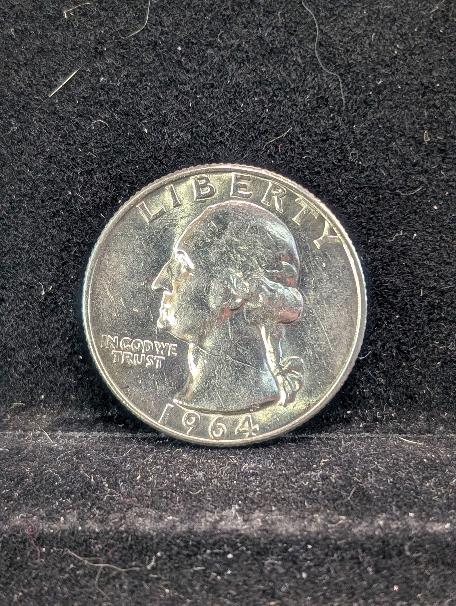 1964 D, 90% Silver, (UNC) Washington Quarter, 61 years old (1 of 2)