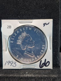 1993 $5 Queen Elizabeth 1 oz .9999 Silver Coin