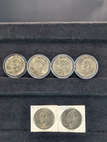 (6) Eisenhower Dollars in Blue Packages (2) 1971-P, (2) 1976-P, (1) 1978, (1) 1976-D