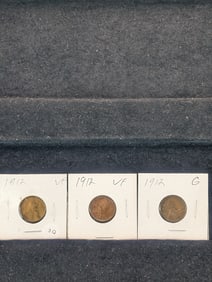 (3) 1912-P Lincoln Cents