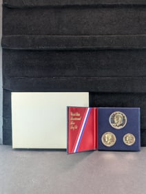 US Mint Bi-Centennial Proof Set, 1 Each Dollar, Half Dollar, and Quarter. S mint mark 40% Silver