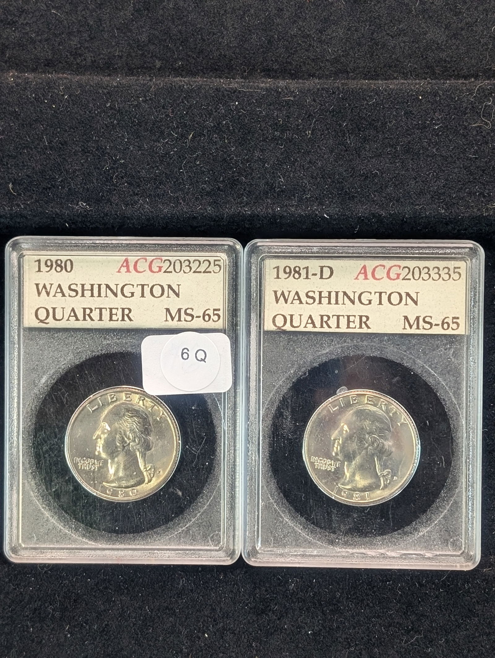 (2) Washington Quarters 1980, 1981-D Slabbed by ACG (1 of 4)
