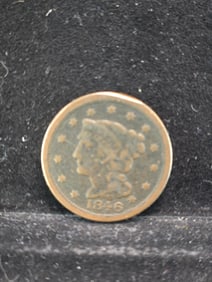 1846 United States Braided Hair Large Cent. Vintage Type Coin.