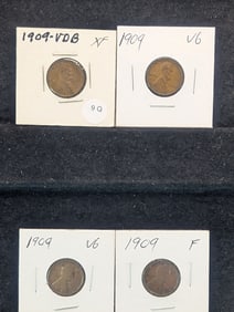 (4) Early Lincoln Cents (3) 1909 , 1909 VDB