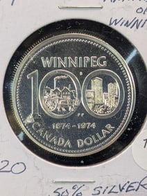 1974 50% "Silver" Canada Winnipeg Anniversary Dollar