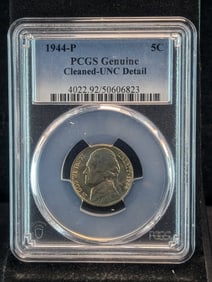1944-P Jefferson Nickel PCGS Genuine Cleaned UNC Detail