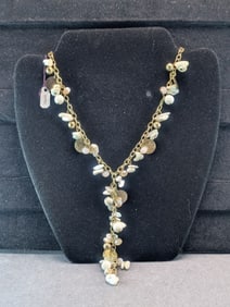 36" Chico Necklace Gold and White