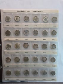 1946-1964 Roosevelt Dimes 48-Coin Set In Dansco Slide Book. Includes All The Key Dates.