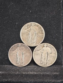 1928-S 1929-S 1930-S United States Standing Liberty Quarters. 3 Coins.