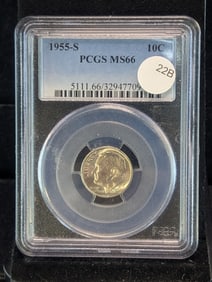 1955-S Roosevelt Dime, PCGS MS66