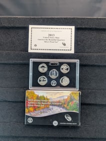 2013-S US Mint America the Beautiful Silver Quarters OGP w/ COA 5 Coins