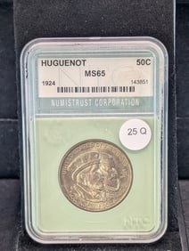 1924 Huguenot Commemorative Half Dollar, Slabbed by NTC MS65