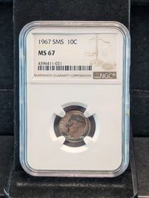 1967 Roosevelt Dime SMS NGC MS67