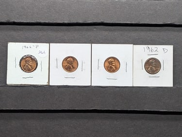 (4) Lincoln Cents 1966-P 1974-D, 1957-D, 1962-D