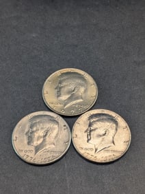 (3) Kennedy Half Dollars 1976 P&D, 1977-P