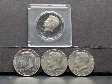 (4) Kennedy Half Dollars 1974, (2) 1976-D, 1985-S