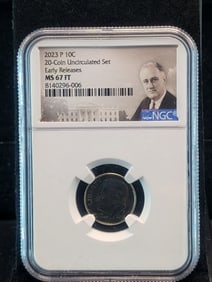 2023-P Roosevelt Dime from 20 Coin UNC Set Early Releases NGC MS67 FT