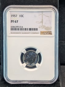 1957 -P Roosevelt Dime NGC PF67