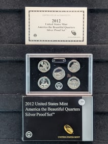 2012-S US Mint America the Beautiful Silver Quarter Proof Set OGP w/ COA 5 coins