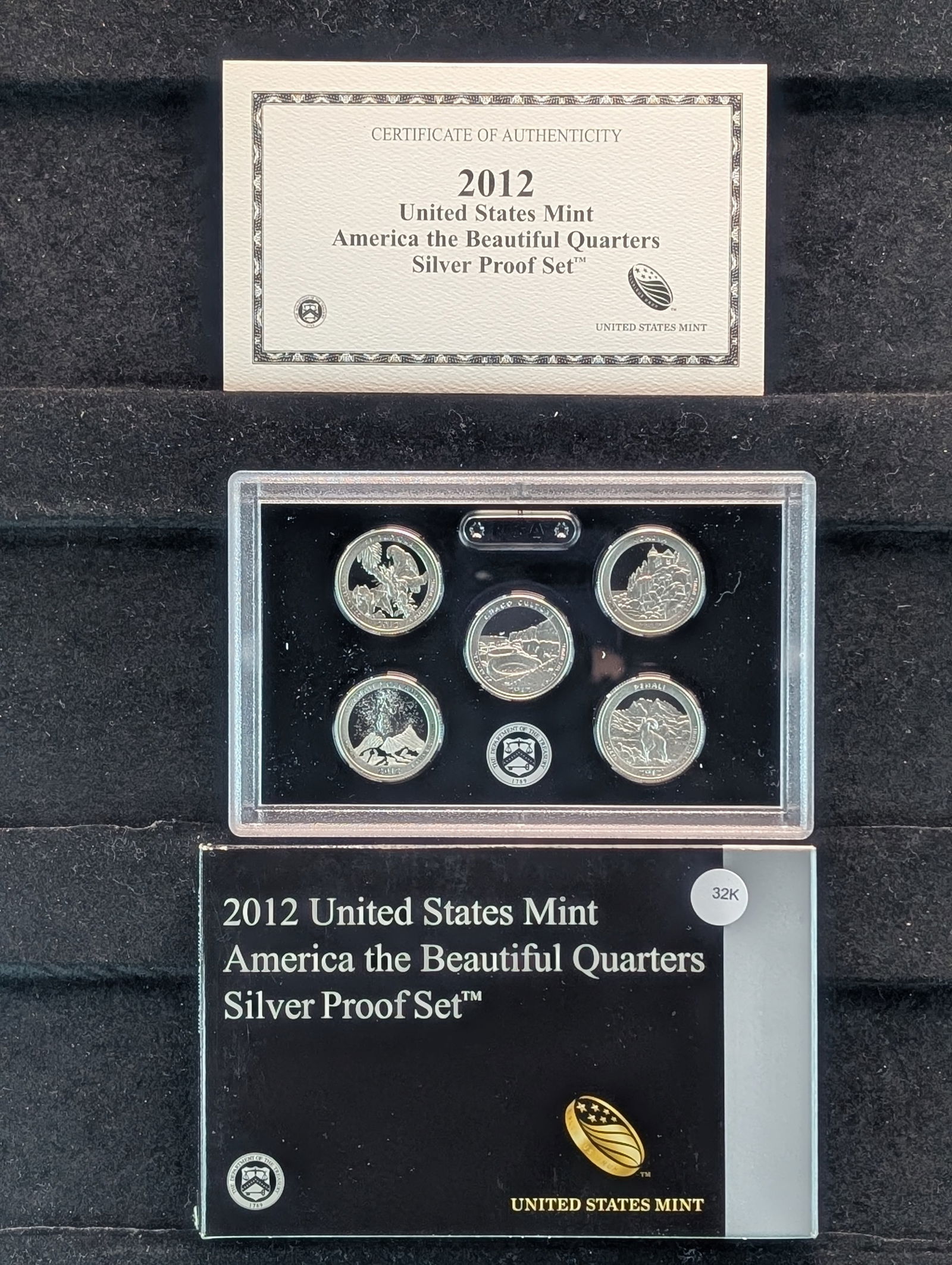 2012-S US Mint America the Beautiful Silver Quarter Proof Set OGP w/ COA 5 coins (1 of 4)