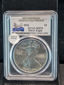 2016 MS70 American "Silver" Eagle (Graded by PCGS), books $75