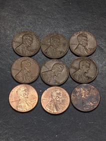 (9) Lincoln Cents 1953-D, 1957, 1956-D, 1957-D, 1958-D, 1959-D, (2) 2009, 2009-D