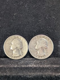 1948 P and D, AU-UNC, 90% Silver Washington Quarters, 77 Years Old
