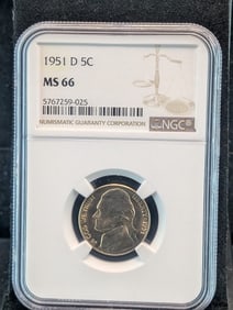 1951-D Jefferson Nickel NGC MS66