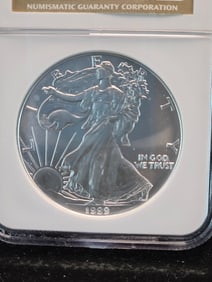 1999 Brilliant Uncirculated Silver American Eagle Graded MS 69 By NGC Grading Company.