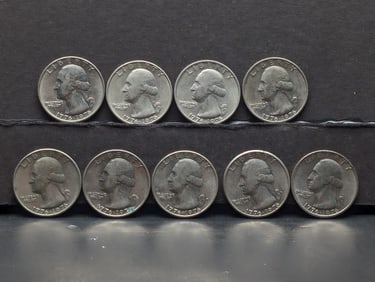 (9) Bicentennial Washington Quarters (7) 1976-P, (2) 1976-D