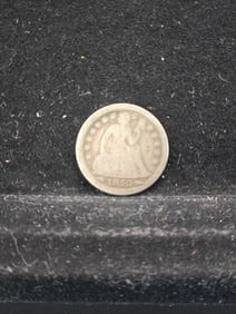 1853 With Arrows United States Seated Liberty Dime. Rare Vintage Type Coin.