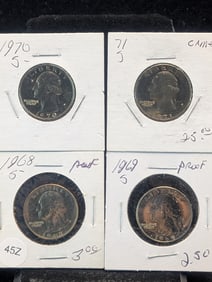 1968-S, 1969-S, 1970-S, & 1971-S "Proof" Washington Quarters