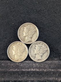 (3) 1942 Mercury Dimes