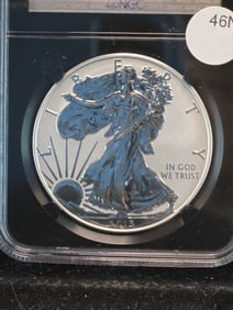 2013-W Reverse Proof Silver American Eagle Graded PF 70 By NGC Grading Company. Greysheet Bid Is