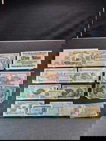 Assortment Of 16 Different Banknotes From 16 Different Countries.