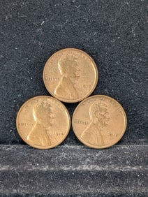 1914, 1915 D & 1917 D, $19 Price Guide, Lincoln Wheaties, Over 100 Years Old